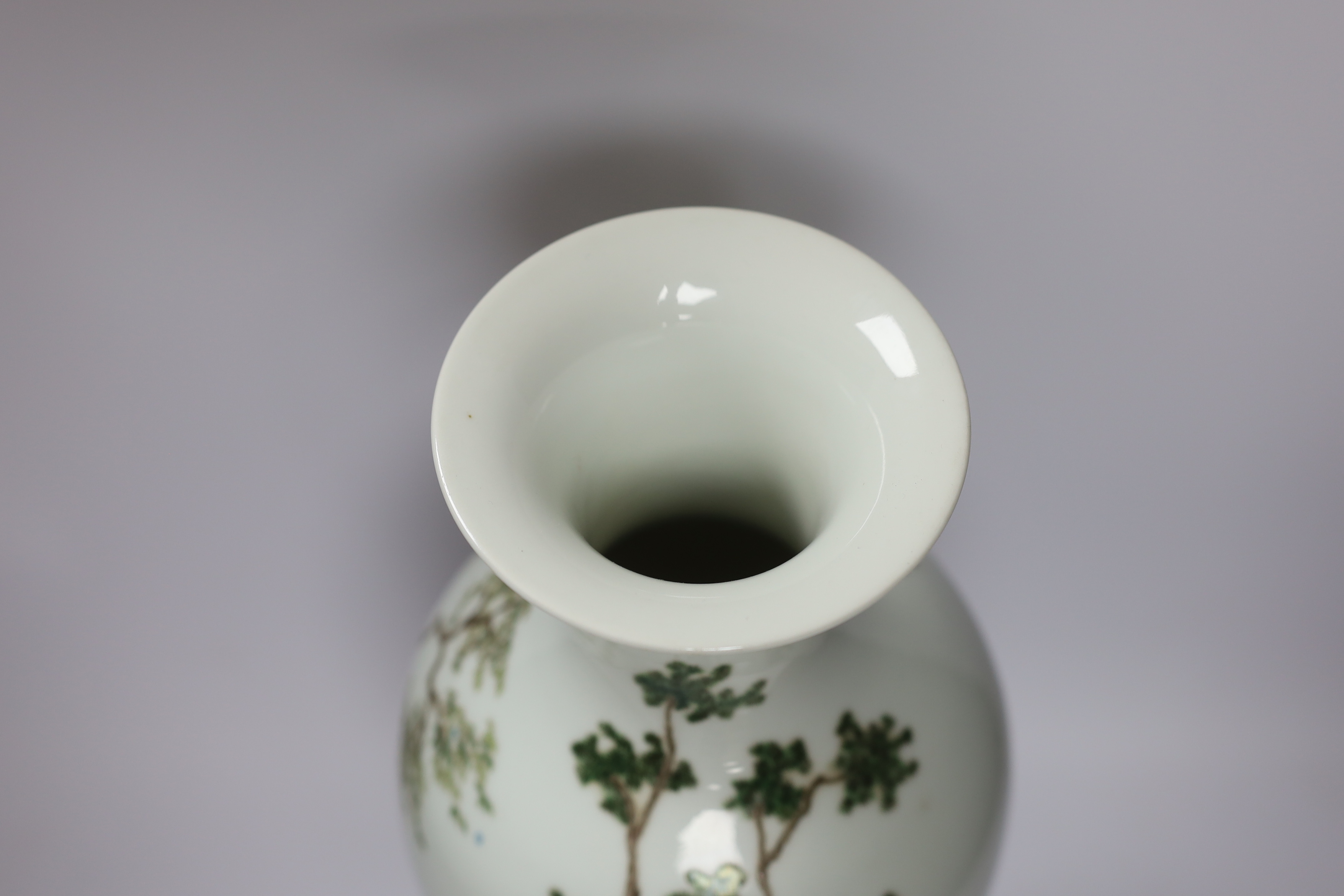 A Chinese European subject famille rose vase, with stand, 45cm high including stand